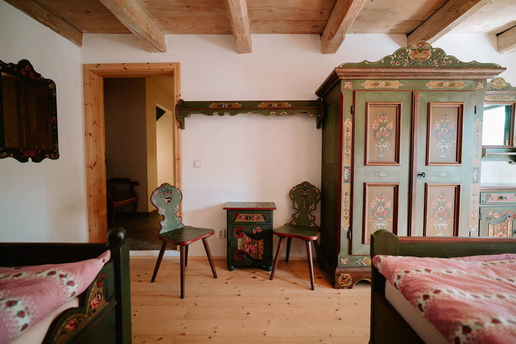 Room with painted folk furniture