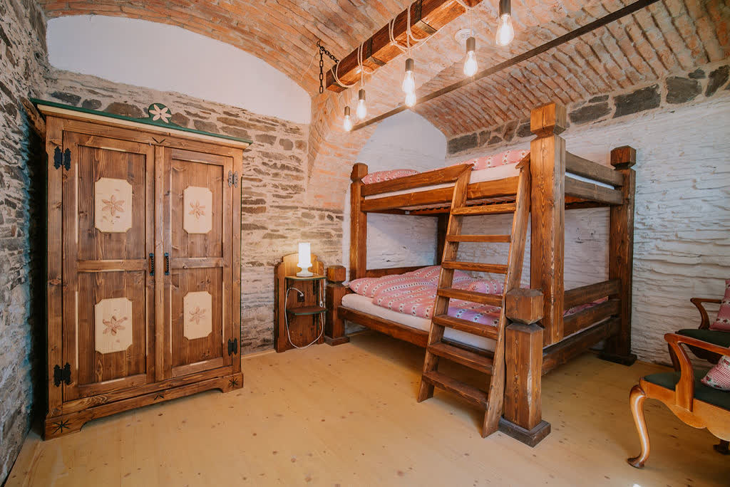 Bunk beds and a painted wardrobe