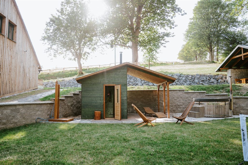 Finnish sauna and hot tub in the garden