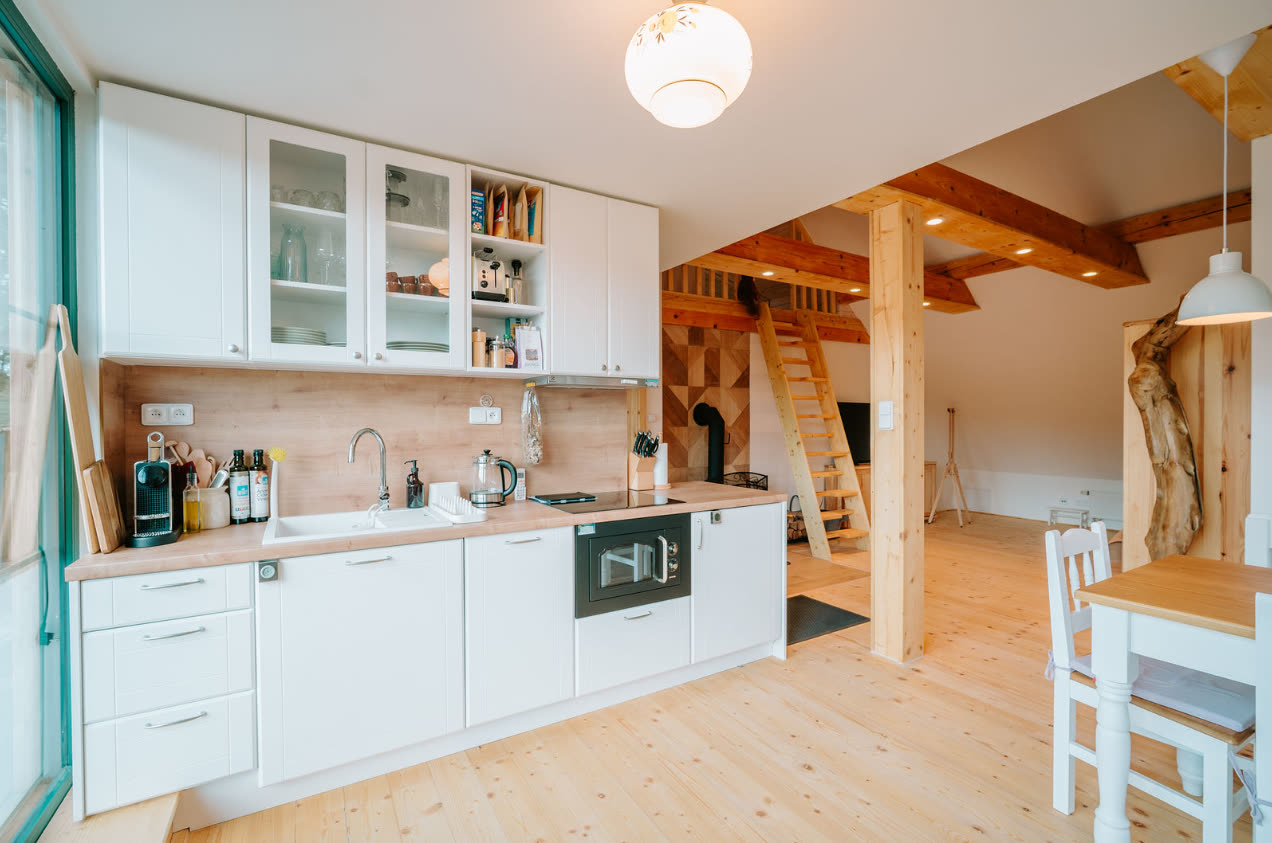 Kitchen and living space of the separate apartment